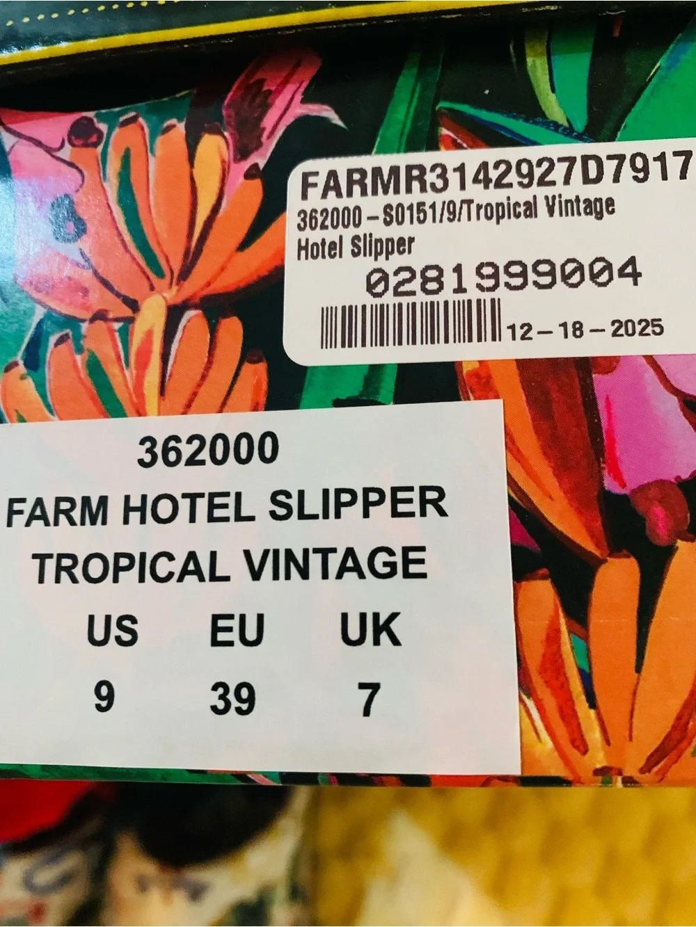 FARM RIO Tropical Vintage Hotel Slippers Women’s Size 9 Parrot Tropical Slides - Picture 9 of 9